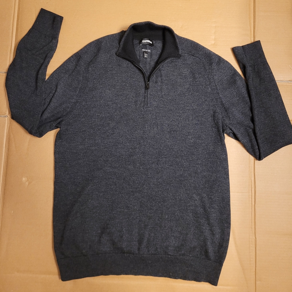Winter/Cold Weather Attire Warm Express Men's Dark Gray Zip-Up Sweater XL